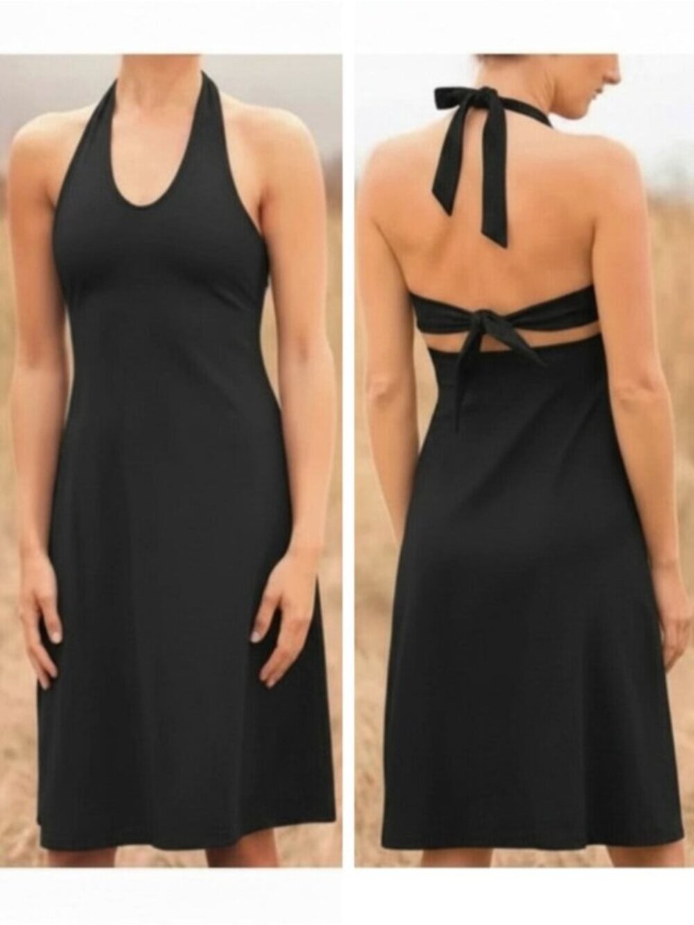 PATAGONIA Morning Glory Halter Style Jersey Knit Dress Size Medium Black